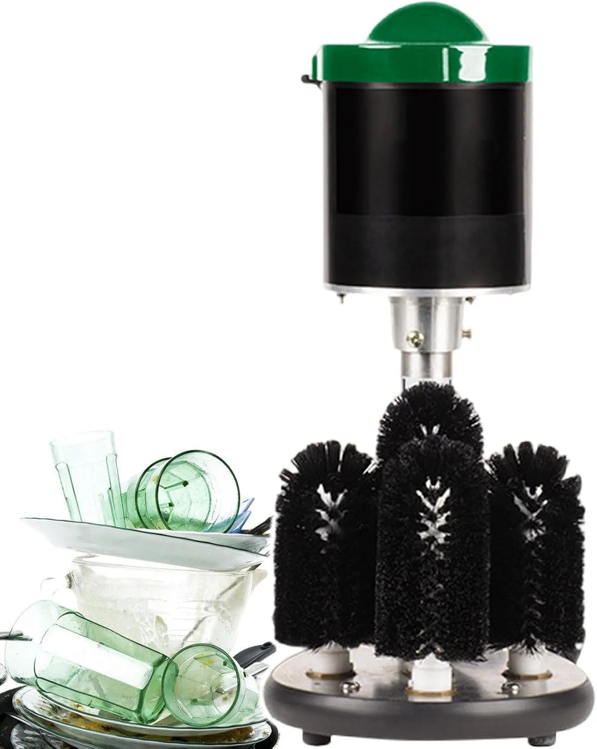 vnmudzeo, Glasopvaskemaskiner, Elektrisk glidende anordning med 5 pensler, 240 W, til persistente pletter på, Gennemsigtig, 7, 5 cm, 600 g