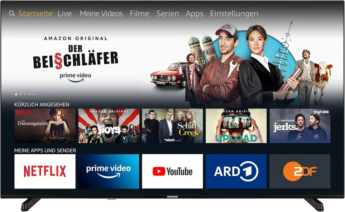 TELEFUNKEN XU65FO754S, 65 tommer TV Fire TV (4K UHD Smart TV, HDR Dolby Vision, Dolby Atmos, tredobbelt, Sort, 4K, 164 cm, 3840 x 2160, 2 x 12