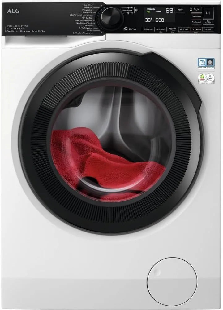 AEG LWR7E106EX, Vaske-tørremaskiner, Vaskedræber Front Loader 10 kg + 6 kg WiFi EEK: D (skala A til G), Hvid, 10 kg, 6 kg, 1600 rpm, 7000 L